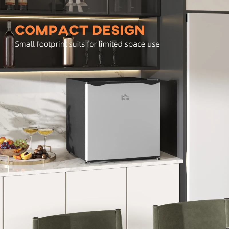 HOMCOM 1.1 Cu.Ft Countertop Mini Freezer, Compact Upright Freezer with Removable Shelves, Silver