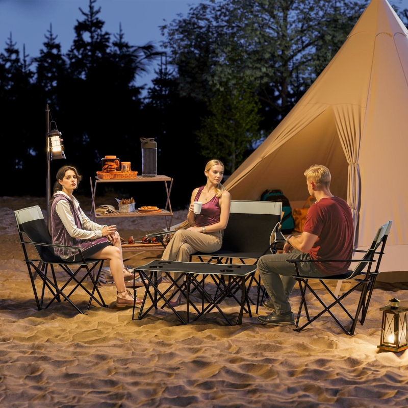 Outsunny Piece Folding Camping Table and Chairs, Outdoor Lawn
