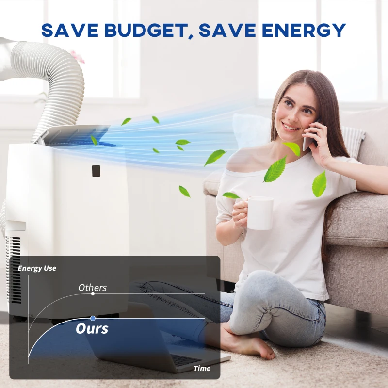 HOMCOM 14000 BTU Portable Air Conditioner, AC Unit with Cool, Dehumidifier, Fan, 700 Sq. ft, 24H Timer On Off, Window Kit