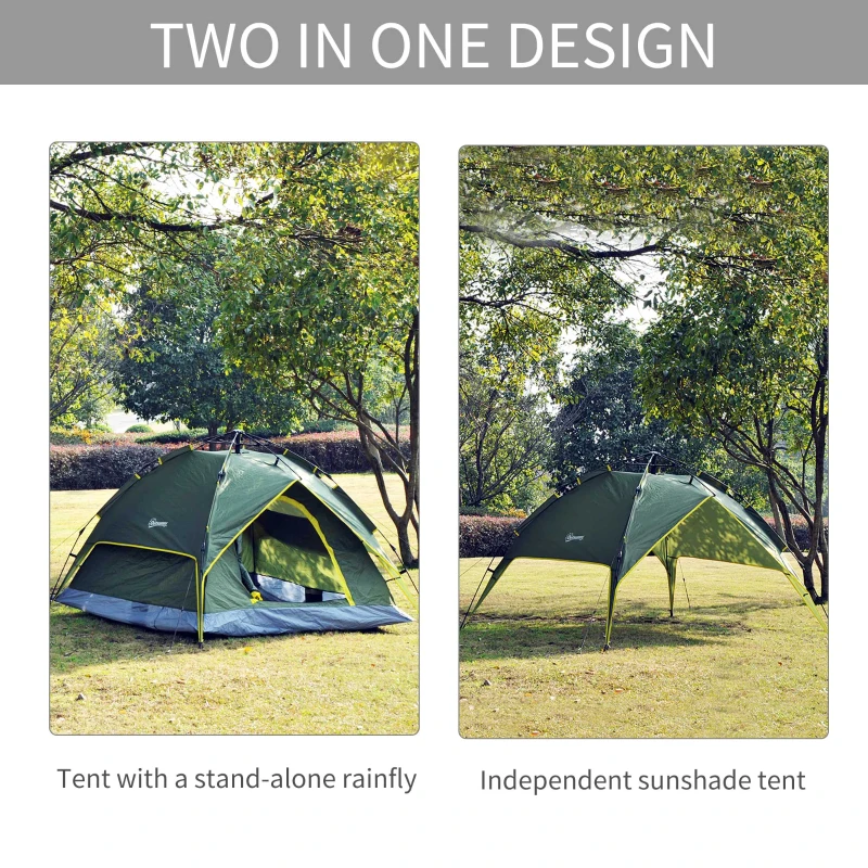 Outsunny 7' x 6' Lightweight 2 Person Pop-Up Camping Tent With Removable Waterproof Rainfly