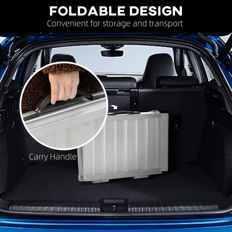 HOMCOM 2ft Wheelchair Ramp Scooter Mobility Non-Skid PVC Layering Portable Foldable Aluminium