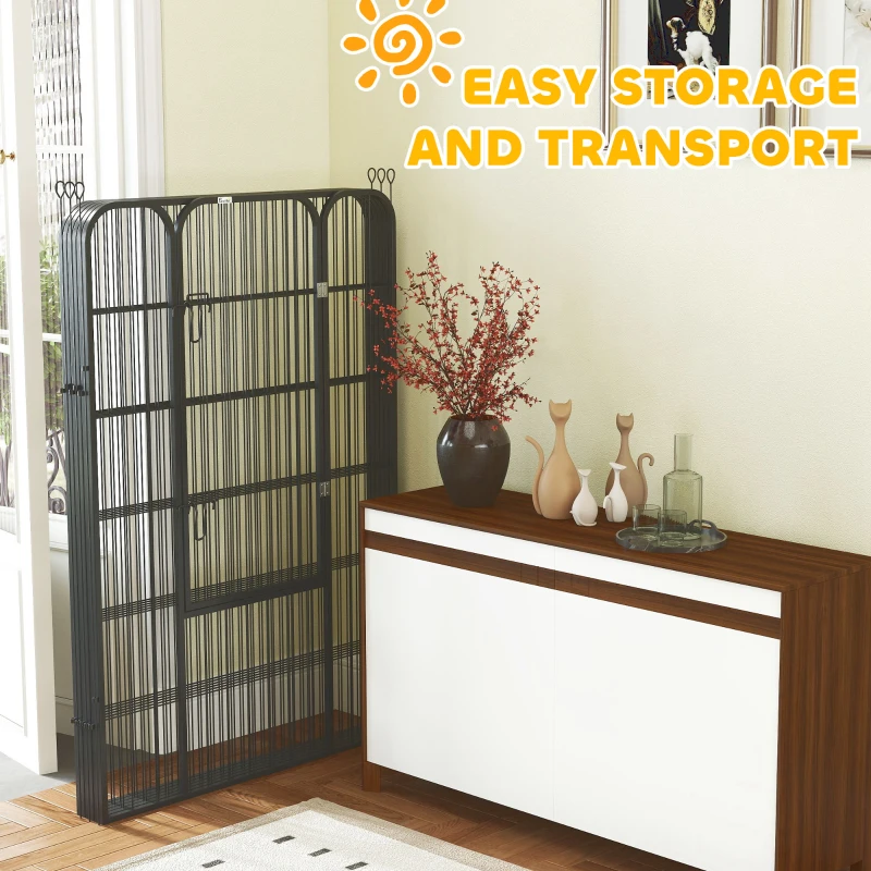 PawHut 8 Panel Pet Playpen Play Yard Fence Home DIY Heavy-Duty Metal Foldable Indoor Outdoor 47"H