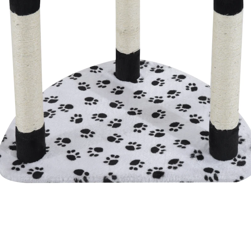 PawHut 60" Multi-Level Plush Cat Tree, Tall Cat Tower with Scratching Posts and Hammock, White