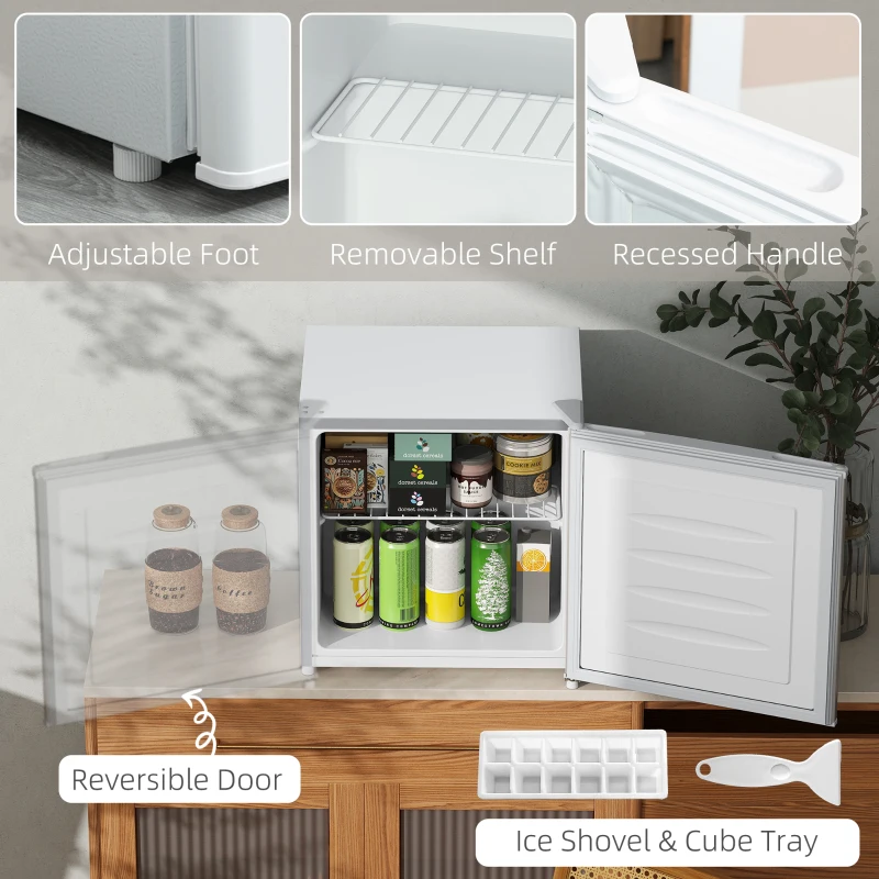 HOMCOM 1.1 Cu.Ft Countertop Mini Freezer, Compact Upright Freezer with Removable Shelves, White