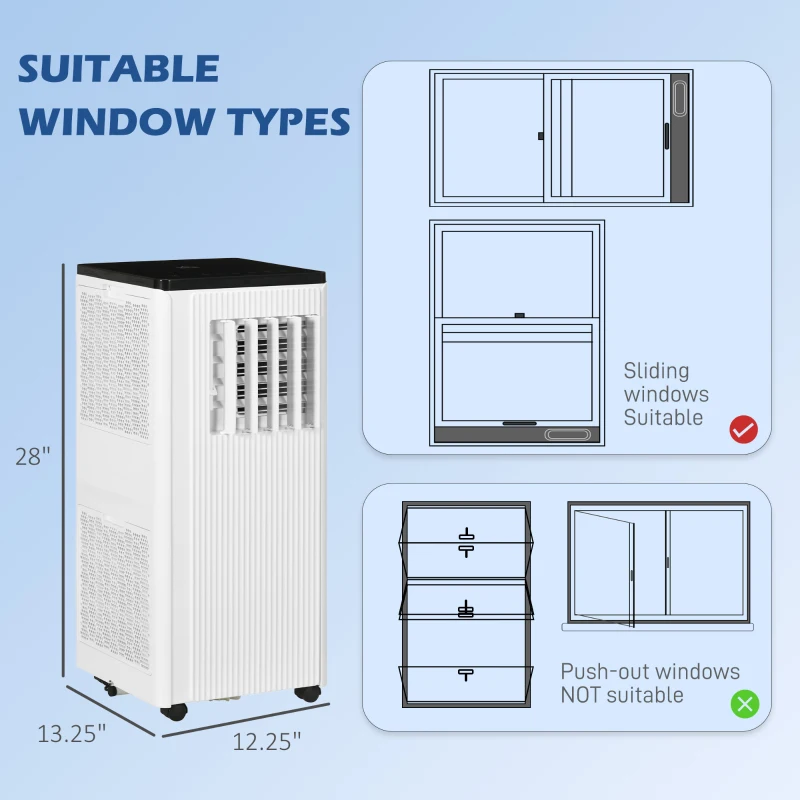 HOMCOM 10000 BTU Smart WiFi Enabled Portable Air Conditioner for Rooms Up to 237 Sq. Ft., 3-in-1 Moible AC Unit with Dehumidifier, Fan, Sleep, App & Remote, 24H Timer, Window Installation Kit, White