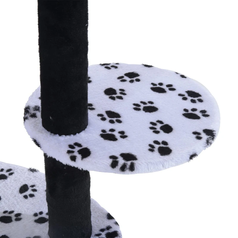 PawHut 60" Multi-Level Plush Cat Tree, Tall Cat Tower with Scratching Posts and Hammock, White