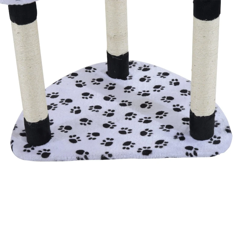 PawHut 60" Multi-Level Plush Cat Tree, Tall Cat Tower with Scratching Posts and Hammock, White