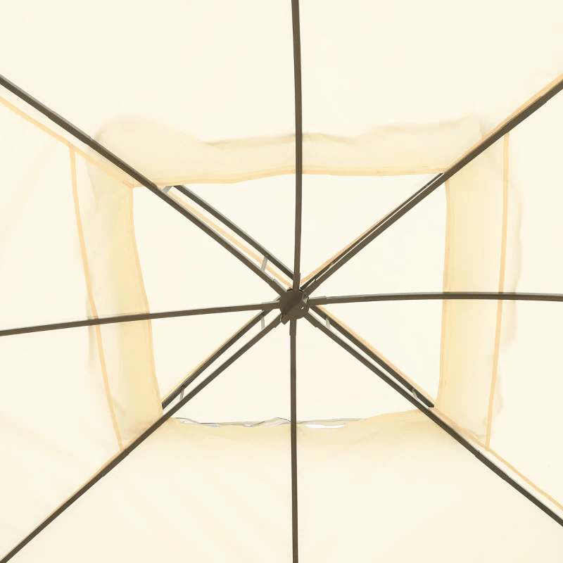 Outsunny 10x12ft Patio Gazebo Garden Pavilion Outdoor Canopy Tent Sun Shade 2 Tier Roof Hook w/ Curtain and Netting Steel Frame
