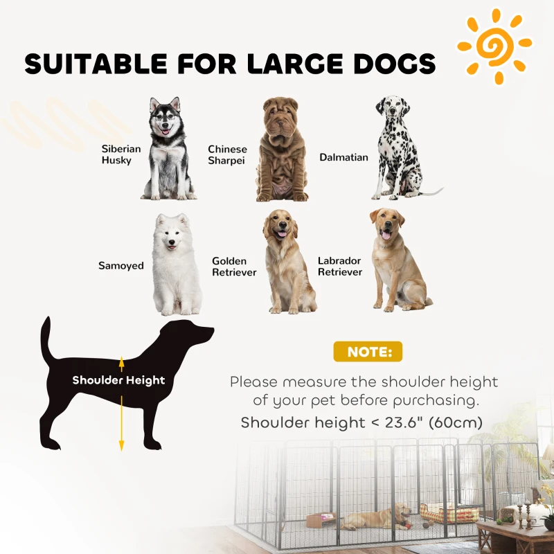 PawHut 16 Panels Dog Playpen with Strap, Portable & DIY, for Large Dogs, for Yard, RV, Camping, Garden, 47" Height