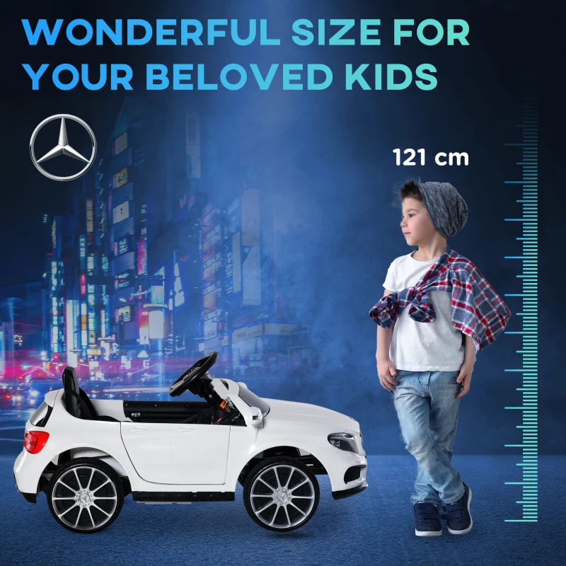 Aosom Replacement for Electric Kids Ride On Car Mercedes GLA AMG Licensed 6v Battery Powered Vehicle with High/Low Speed Headlight Music Remote Control White