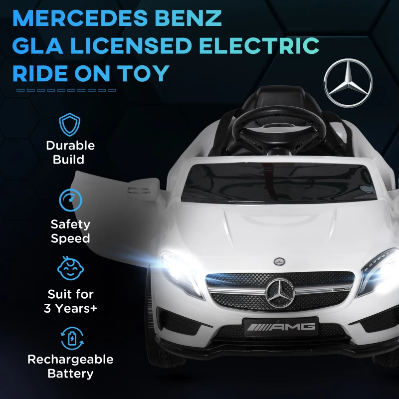 Aosom Replacement for Electric Kids Ride On Car Mercedes GLA AMG Licensed 6v Battery Powered Vehicle with High/Low Speed Headlight Music Remote Control White