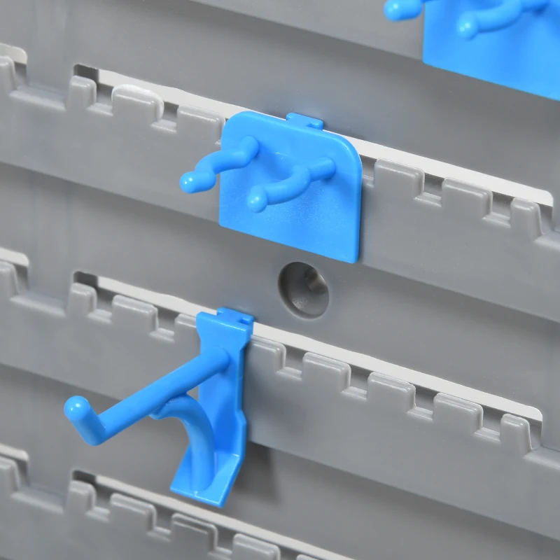 DURHAND 54 Piece Pegboard and Shelf Tool Organizer Wall Mounted DIY Garage Storage with 50 Hooks Blue