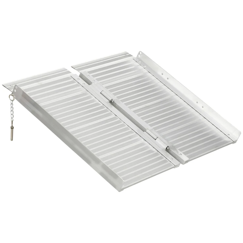 HOMCOM 2ft Wheelchair Ramp Foldable Portable Easy Access Carrier Ramp with Carrying Handle Aluminum