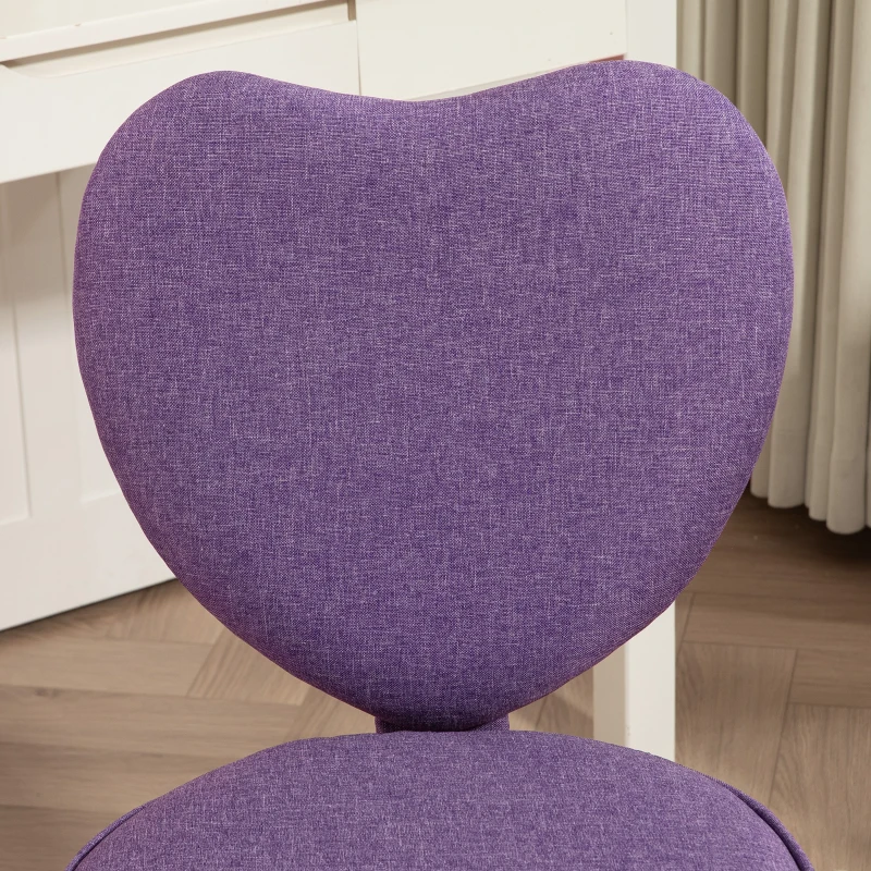 HOMCOM Heart Love Shaped Back Design Office Chair with Adjustable Height, Purple