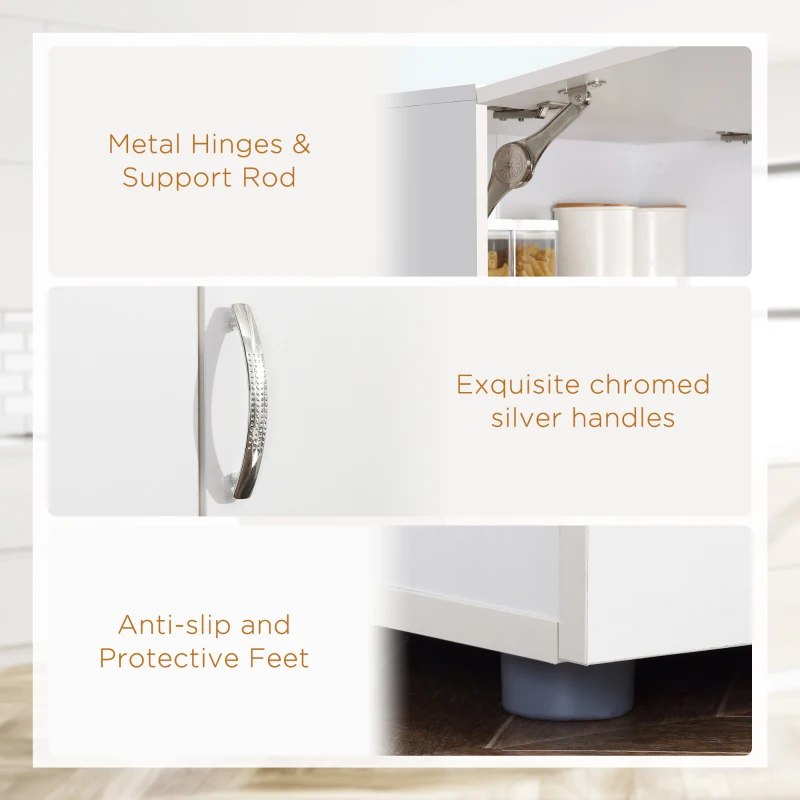 HOMCOM Freestanding Kitchen Microwave Cabinet Tall Cabinet with Doors Drawers Shelves, White