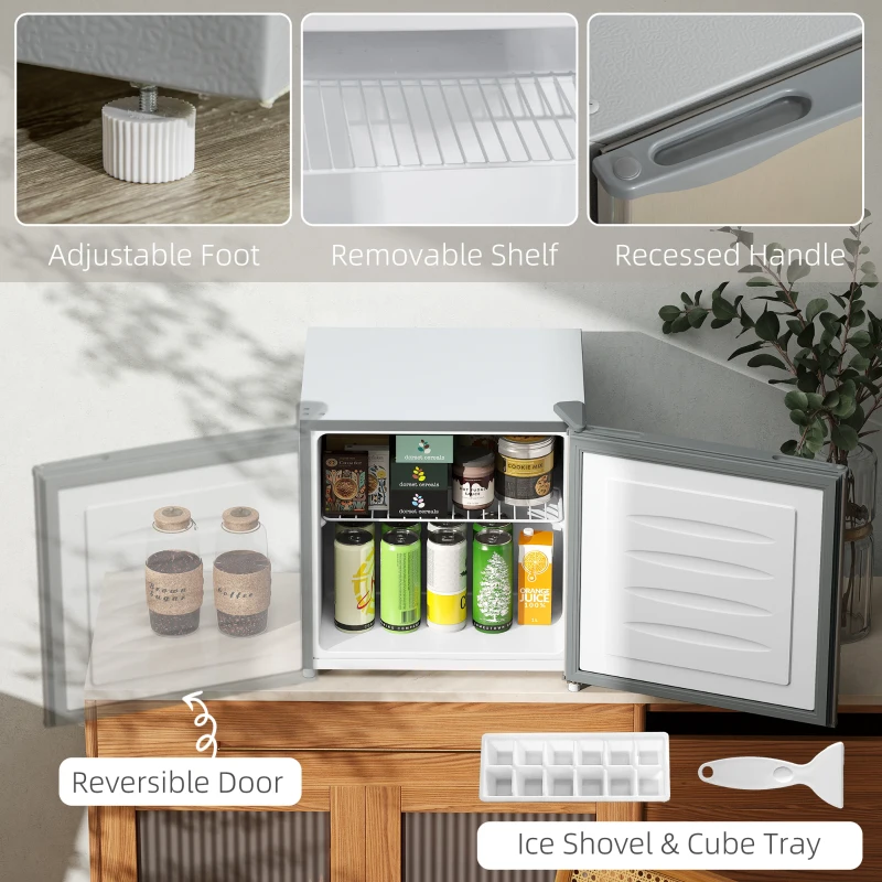 HOMCOM Mini Freezer Countertop, 1.1 Cu.Ft Compact Upright Freezer with Removable Shelves, Reversible Door for Home, Dorm, Apartment and Office, Gray