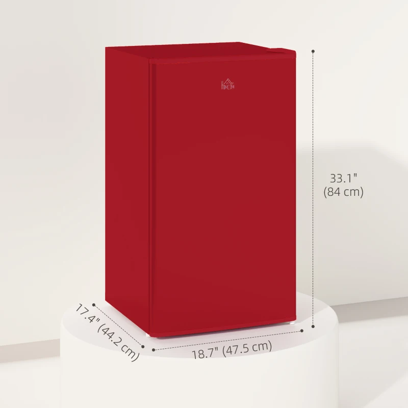 HOMCOM Compact Refrigerator, Mini Fridge with Freezer, Adjustable Shelf, Mechanical Thermostat and Reversible Door, Red
