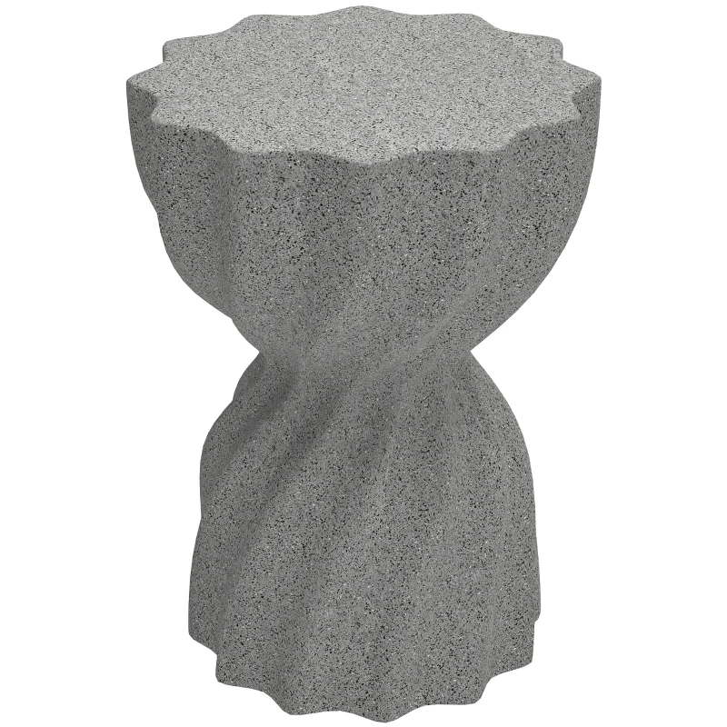 Outsunny Spiral Decorative Garden Stool, Flower Top Outdoor Stool Side Table Plant Stand Footstool for Indoor Outdoor, Grey