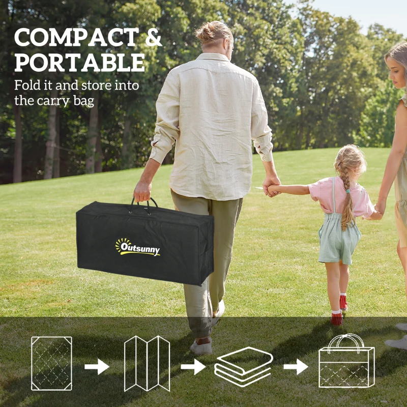 Outsunny 9' x 12' Outdoor RV Rug, Reversible Patio Floor Mat with Carry Bag, Toothed Rhombus, White and Black