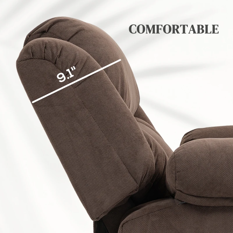 HOMCOM Overstuffed Power Lift Recliner Chair with Vibration Massage and Heat, Side Pockets, Pocket Spring, for Adults, Brown