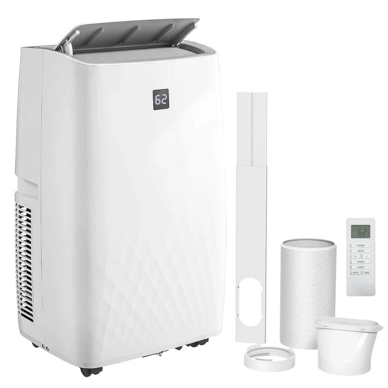 HOMCOM 14000 BTU Portable Air Conditioner, AC Unit with Cool, Dehumidifier, Fan, 700 Sq. ft, 24H Timer On Off, Window Kit