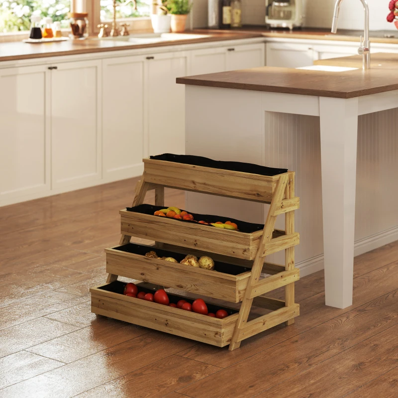 Outsunny 4 Tier Vertical Raised Garden Bed with Drainage Holes, Outdoor Planter Box for Herbs, Vegetables, and Flowers