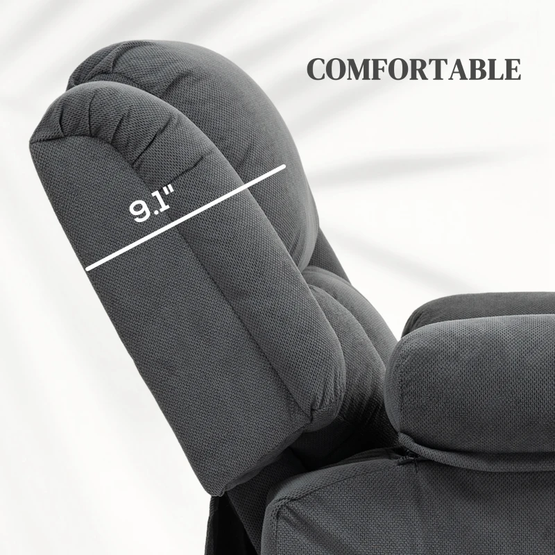 HOMCOM Overstuffed Power Lift Recliner Chair with Vibration Massage and Heat, Side Pockets, Pocket Spring, for Adults, Gray