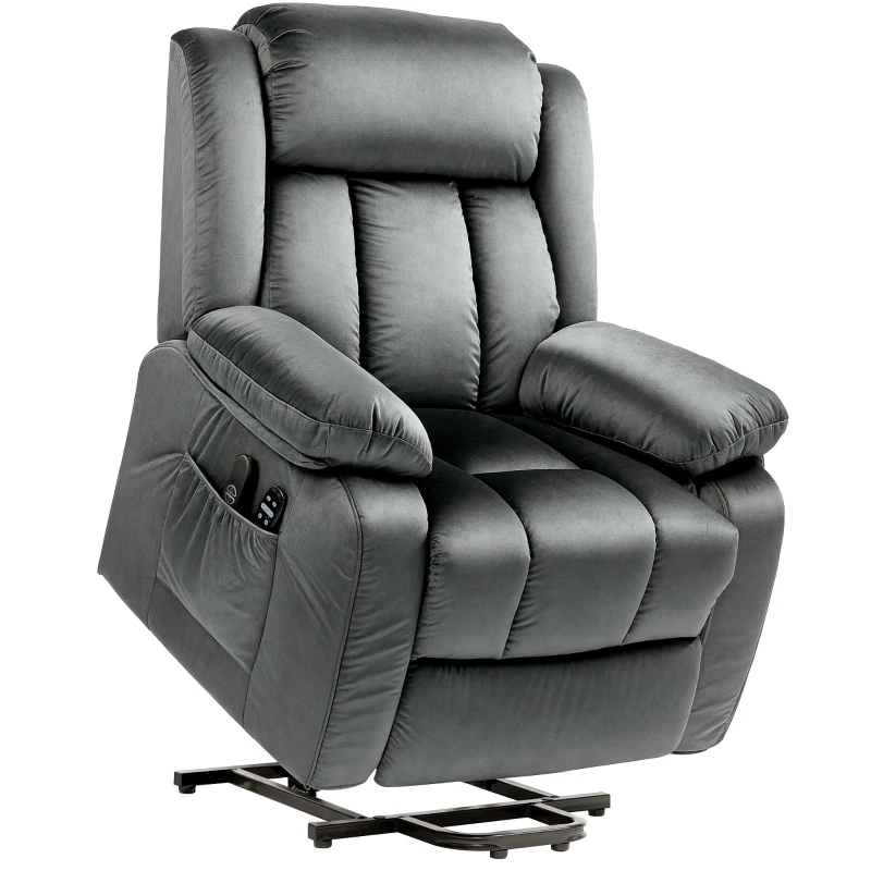 HOMCOM Power Lift Recliner Chair for Elderly, Electric Lift Chair with Massage and Heat, Remote Control, Gray