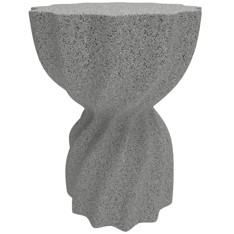 Outsunny Spiral Decorative Garden Stool, Flower Top Outdoor Stool Side Table Plant Stand Footstool for Indoor Outdoor, Grey