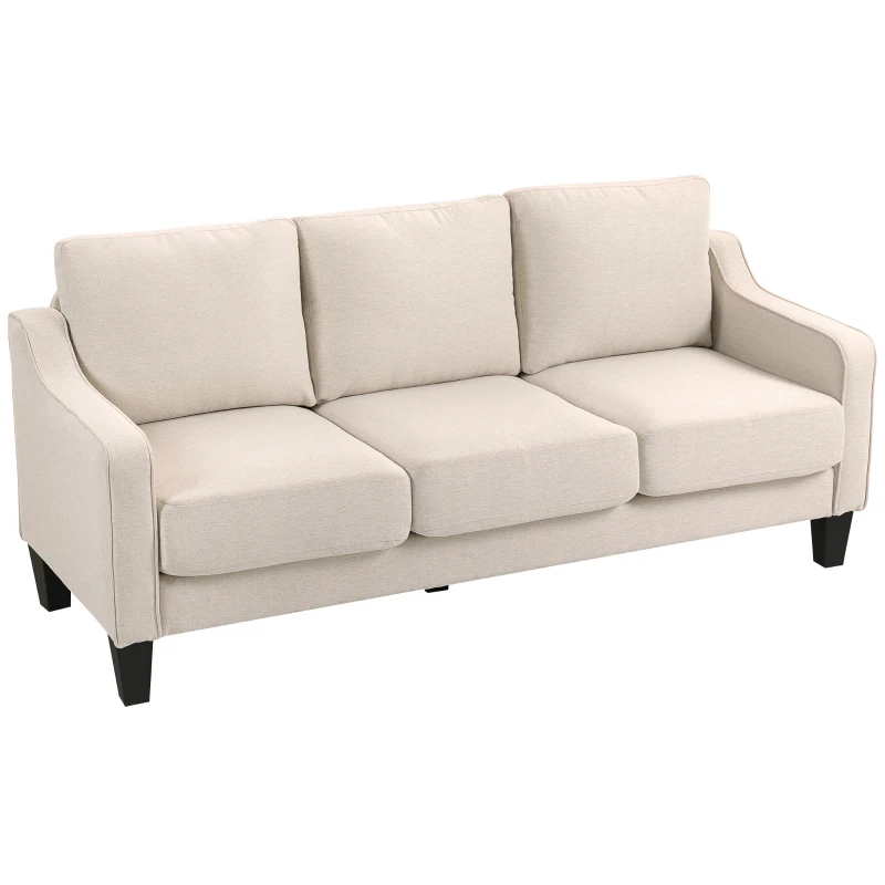 HOMCOM 3 Seater Sofa, Modern Couch with Pocket Spring, Linen Upholstered, Thick Padded, Beige