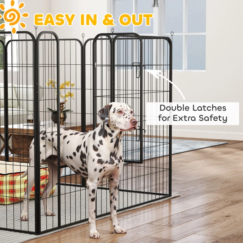PawHut 8 Panel Pet Playpen Play Yard Fence Home DIY Heavy-Duty Metal Foldable Indoor Outdoor 47"H