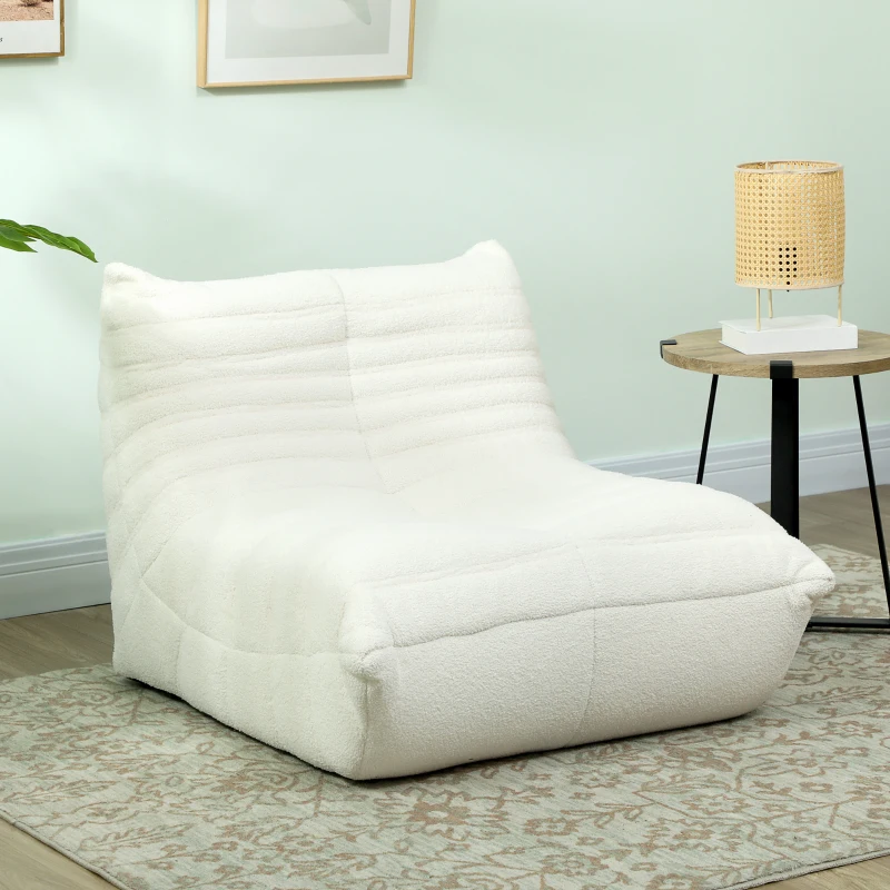 HOMCOM Bean Bag Chair for Adults, Giant Fireside Chair, Bean Bag Sofa with High Density Foam for Living Room, Cream White