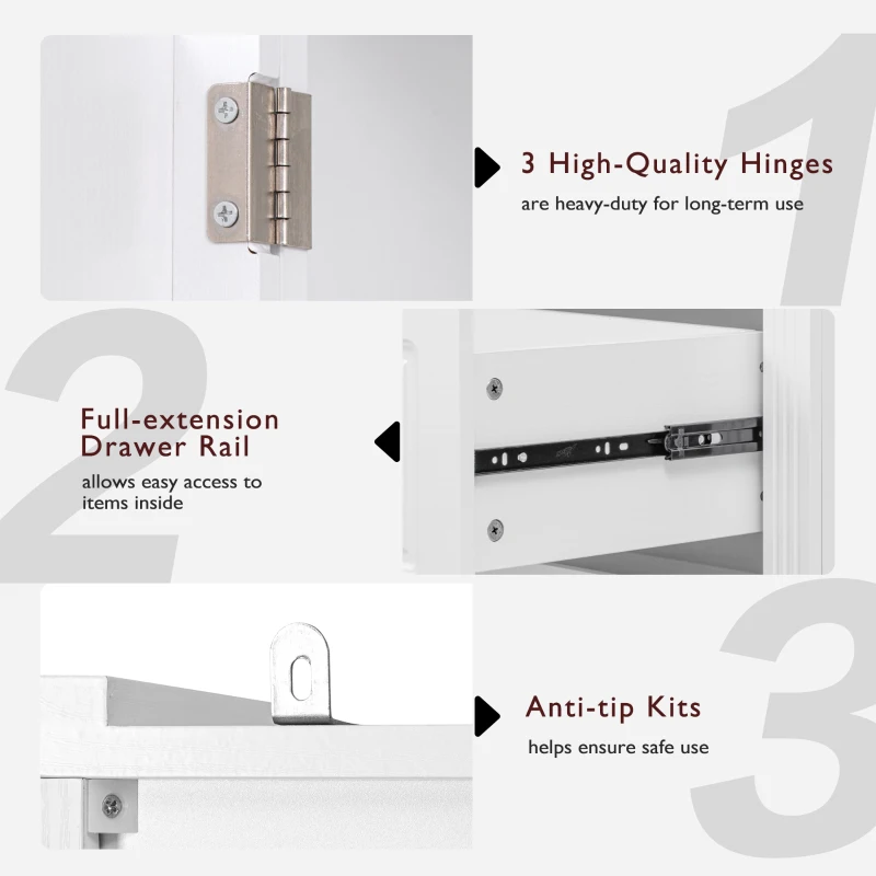 Pantry Cabinet with 2 Large Drawers, 8 Door Shelves, Embossed Texture, Farmhouse Style Kitchen Cupboard, 30.5" L x 16" W x 71" H, White