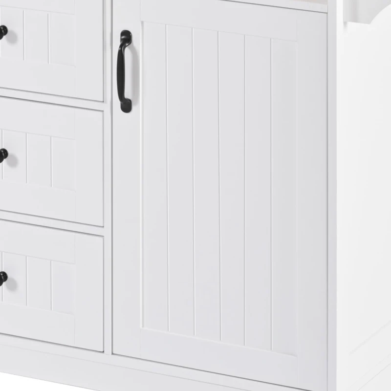 Kitchen Island with 2 Drop Leaves, 3 Drawers, Spice Rack, Power Outlet, Rolling Cart for Dining Room, Kitchen, 56" L x 33.5" W x 36.5" H, White