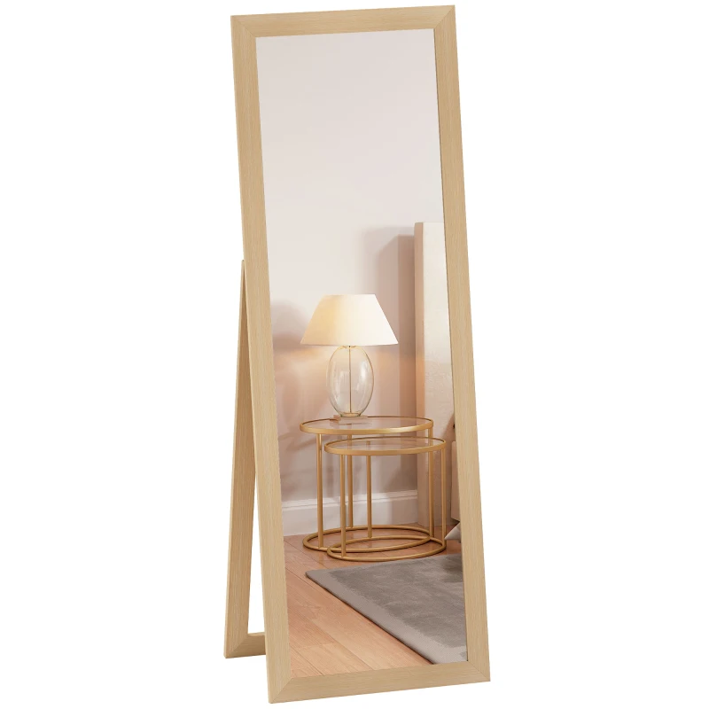 HOMCOM 58" x 20" Floor Standing Mirror, Full Body Mirror for Bedroom, Living Room, Oak