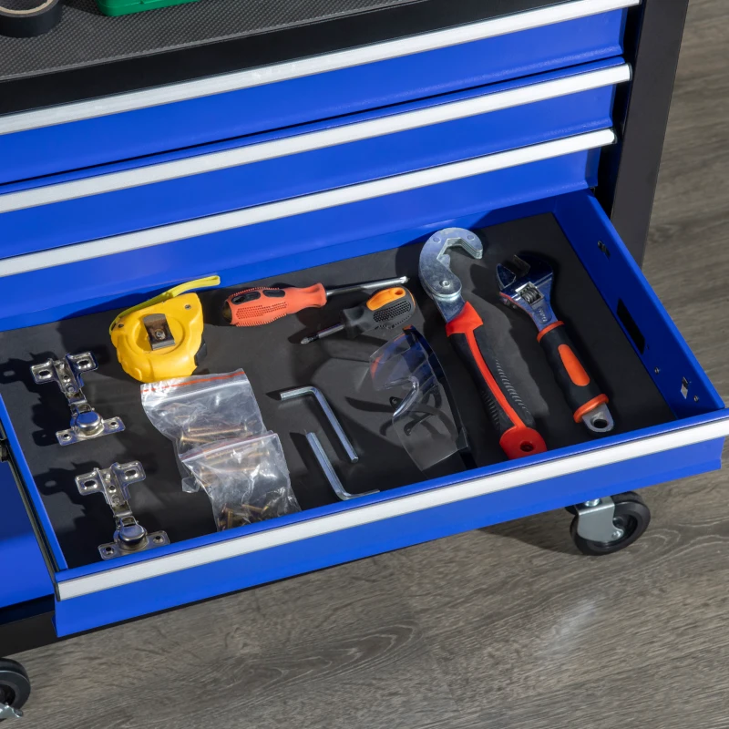 DURHAND 4-Drawer Tool Chest with 4 Wheels, Rolling Tool Box and Storage Cabinet, Portable Tool Organizer for Garage, Blue