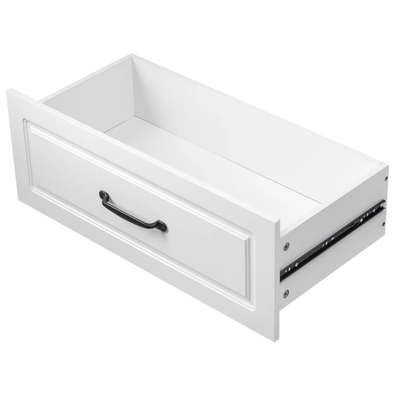 Pantry Cabinet with 2 Large Drawers, 8 Door Shelves, Embossed Texture, Farmhouse Style Kitchen Cupboard, 30.5" L x 16" W x 71" H, White