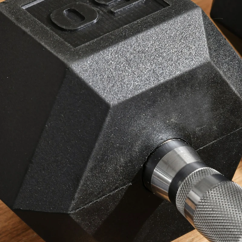 Soozier 2 x 50lbs Hex Dumbbell Set, Rubber Weights Exercise Fitness Dumbbells with Non-Slip Handles, Anti-roll, for Women or Men Home Gym Workout