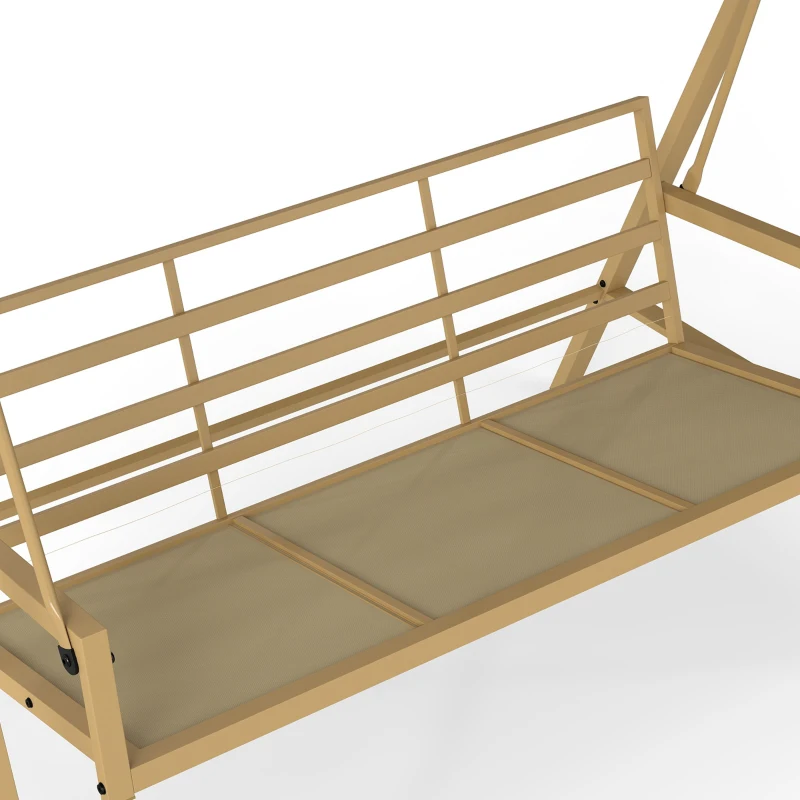 Outsunny 3-Person Patio Swing Chair, Outdoor Porch Swing with Adjustable Canopy, Removable Cushions for Garden, Backyard, Beige