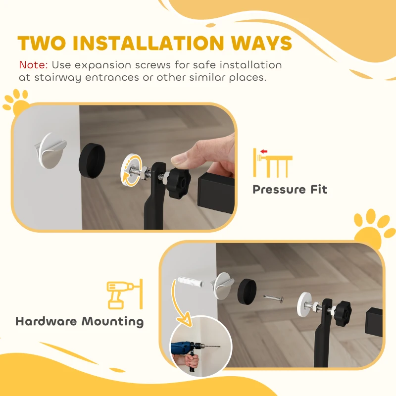 PawHut 59" Extra Tall Cat Gate, 30"-41" Pet Gate with 2.8" and 5.5" Extensions, for Doorway, Hallway, Stairway, Black