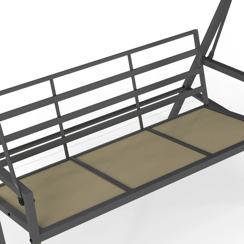 Outsunny 3-Person Patio Swing Chair, Outdoor Porch Swing with Adjustable Canopy, Removable Cushions for Garden, Backyard, Blue