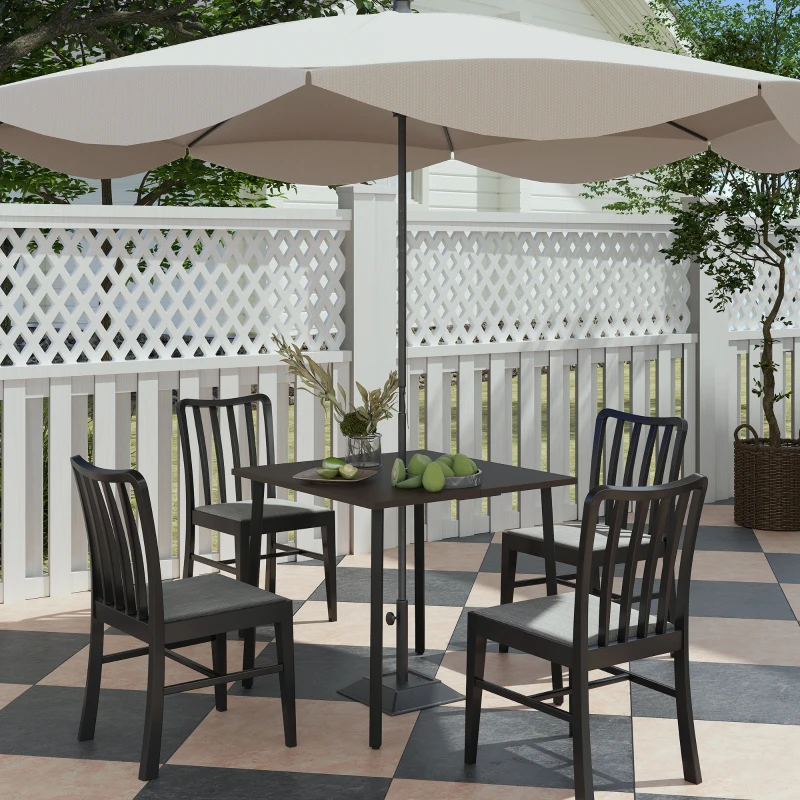 Outsunny Patio Dining Table with Umbrella Hole for 4 People, Aluminium Legs, for Backyard Lawn Balcony, 31.5" x 31.5", Brown
