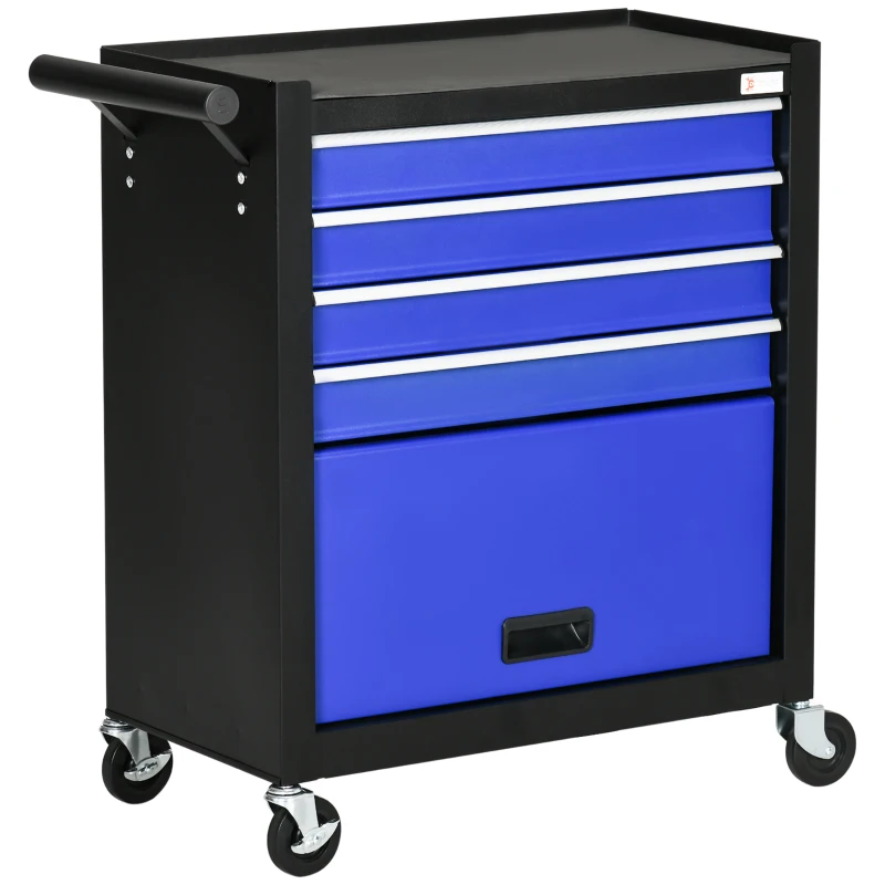 DURHAND 4-Drawer Tool Chest with 4 Wheels, Rolling Tool Box and Storage Cabinet, Portable Tool Organizer for Garage, Blue