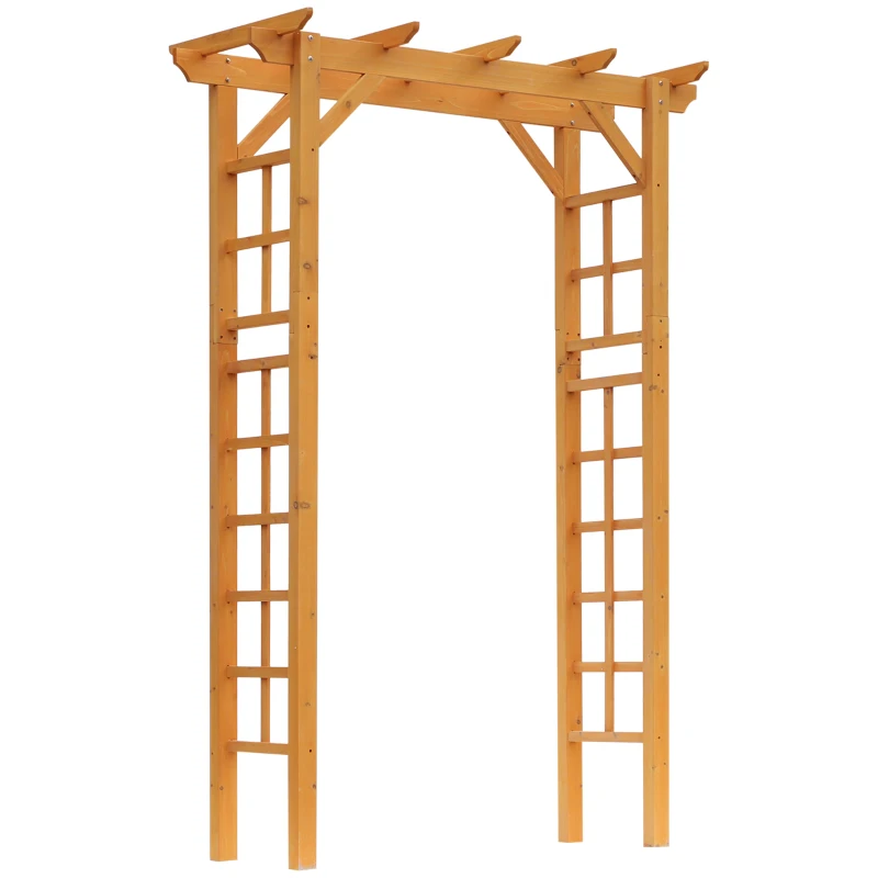 Outsunny 85" Wooden Garden Arbor for Wedding and Ceremony, Outdoor Garden Arch Trellis for Climbing Vines, Fir Wood, Orange