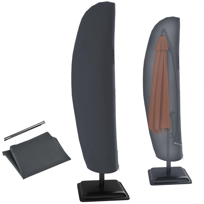 Outsunny Waterproof Patio Umbrella Cover, 300D Banana Parasol Protector with Zipper for Outdoor Garden, Patio, Dark Grey
