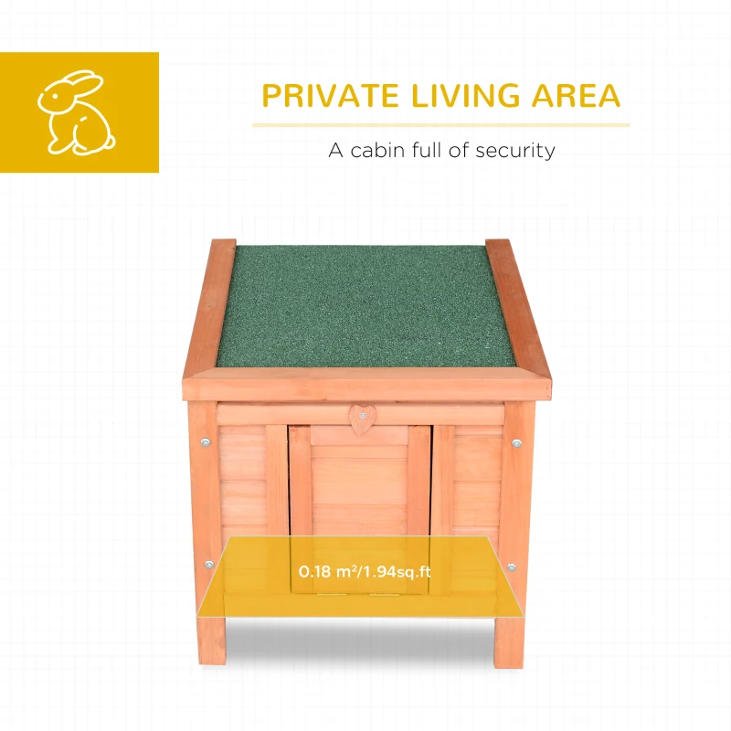 PawHut Wooden Rabbit Hutch Bunny Cage Outdoor Cat House Guinea Pig Cage Duck Shelter, Indoor Outdoor Use, 20"x16.5"x17", Orange