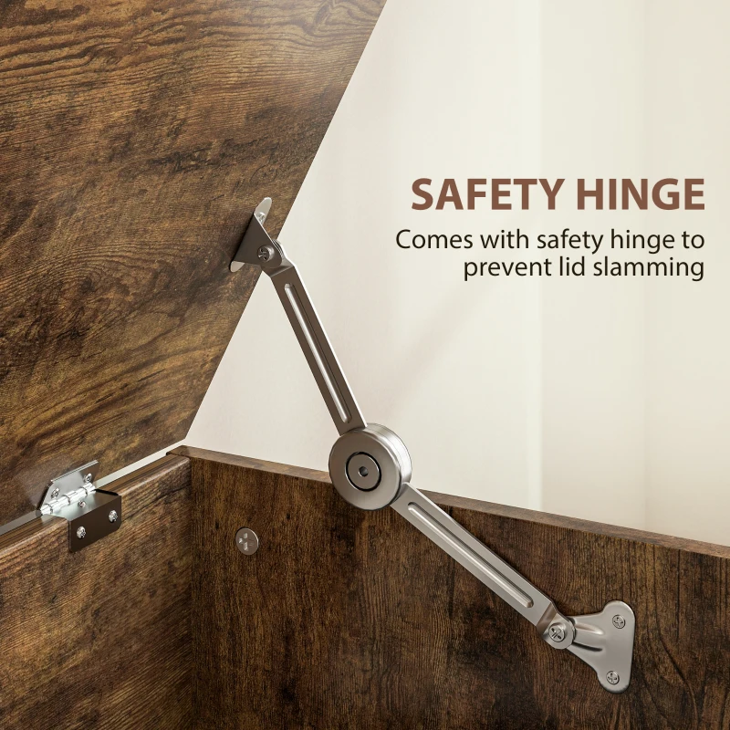 HOMCOM 31.5 Inches Storage Chest, Storage Trunk with 2 Safety Hinges for Living Room, Rustic Brown