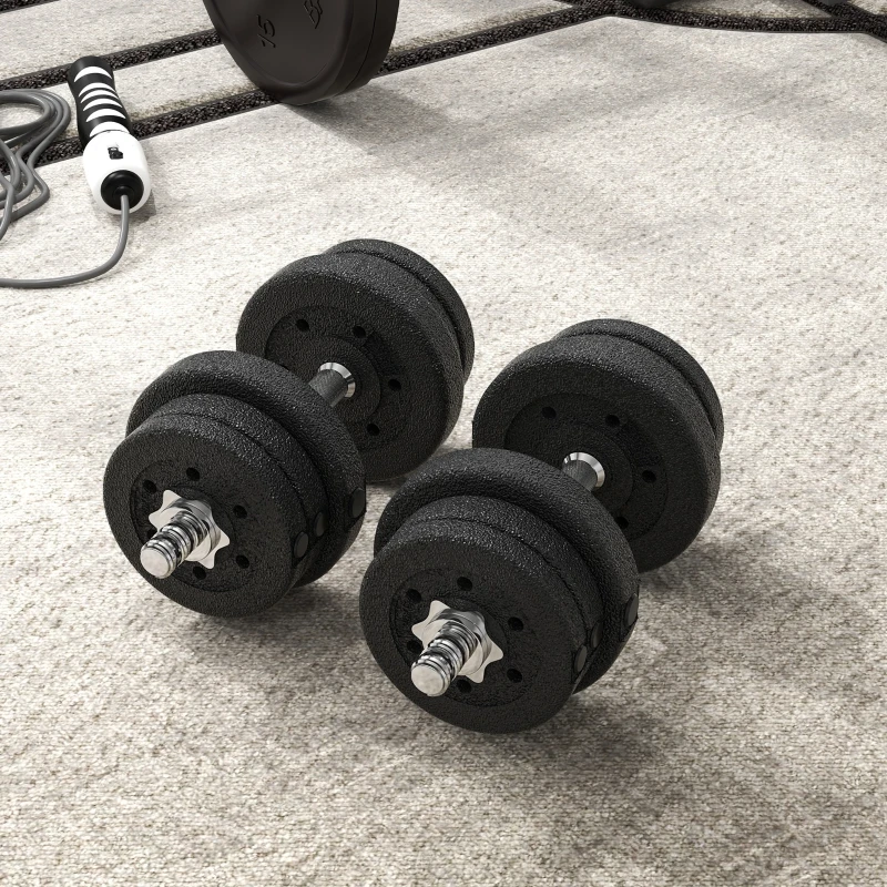 Soozier 55 lbs Adjustable Dumbbells Weight Set Dumbbell Hand Weight Barbell for Body Fitness Lifting Training for Home Office Gym, Black