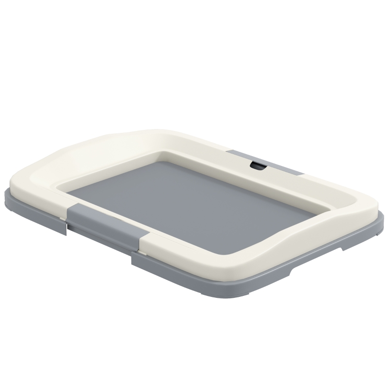 PawHut 18" x 13" Pee Pad Holder, Dog Potty Tray for Indoor Outdoor, Easy to Clean Dog Training Toilet Pee Pad Tray, Grey