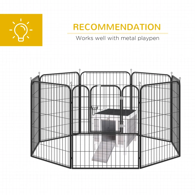 PawHut Wooden Rabbit Hutch Bunny Cage Outdoor Cat House Guinea Pig Cage Duck Shelter, Indoor Outdoor Use, 20"x16.5"x17", Grey